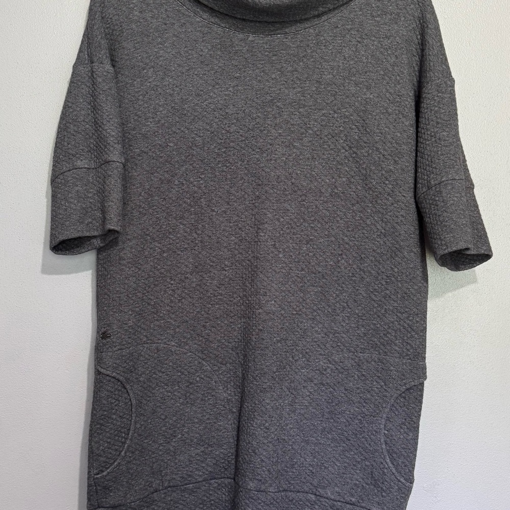 Lacoste Women’s Quilted Cowl Neck 1/2 Sleeve Sweater Dress Gray:EU 40 / US 8